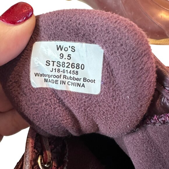 Sperry Womens Saltwater Purple Waterproof Rubber Rain Boots Size 9.5 Quilted Upp - Picture 5 of 6